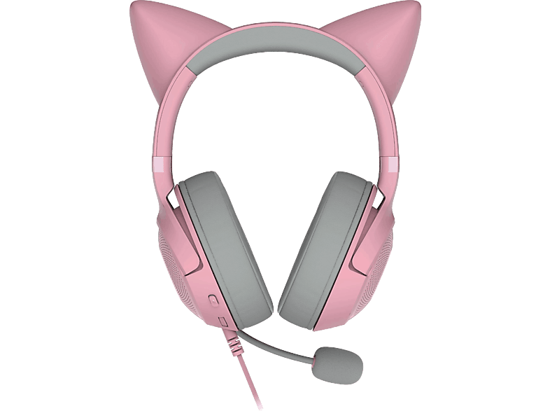 Auriculares gaming - Razer Kraken Kitty V2, Sonido envolvente, Orejas gatito, Micrófono integrado, Rosa