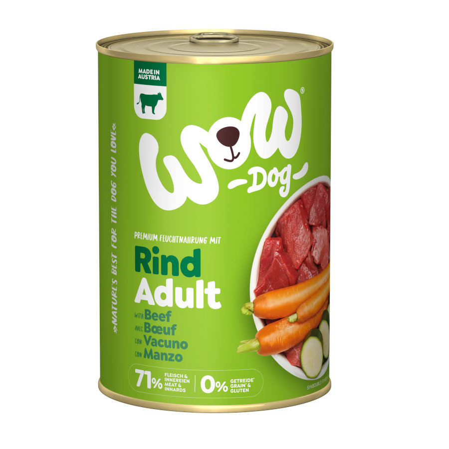 400 g Wow Food Adult Vacuno lata para perros