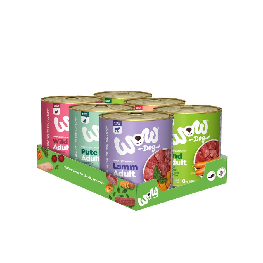 6 latas x 800 g Wow Food Adult lata para perros