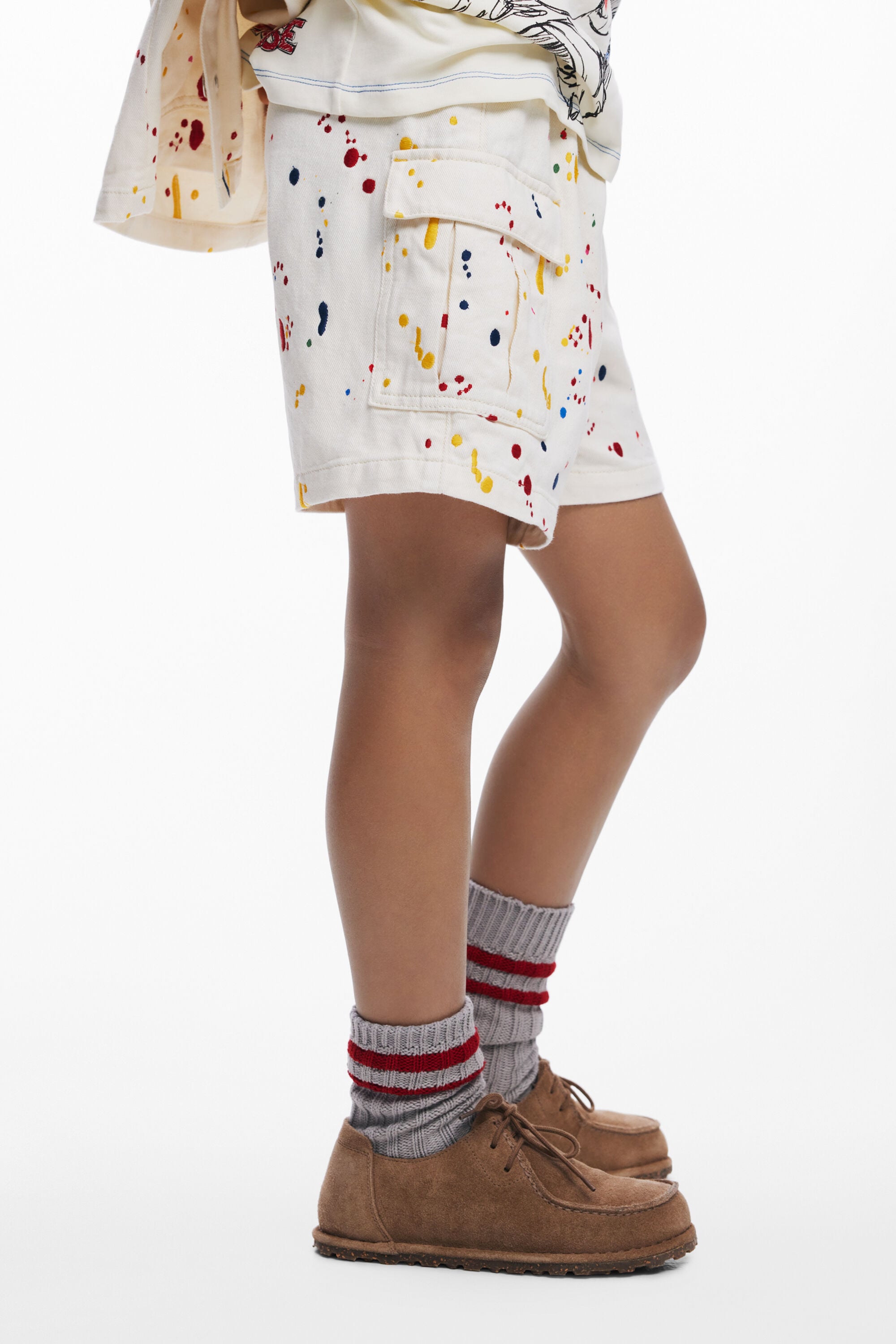 Desigual, Bermuda cargo splash, NiñOs, Algodon, Blanco, 7/8
