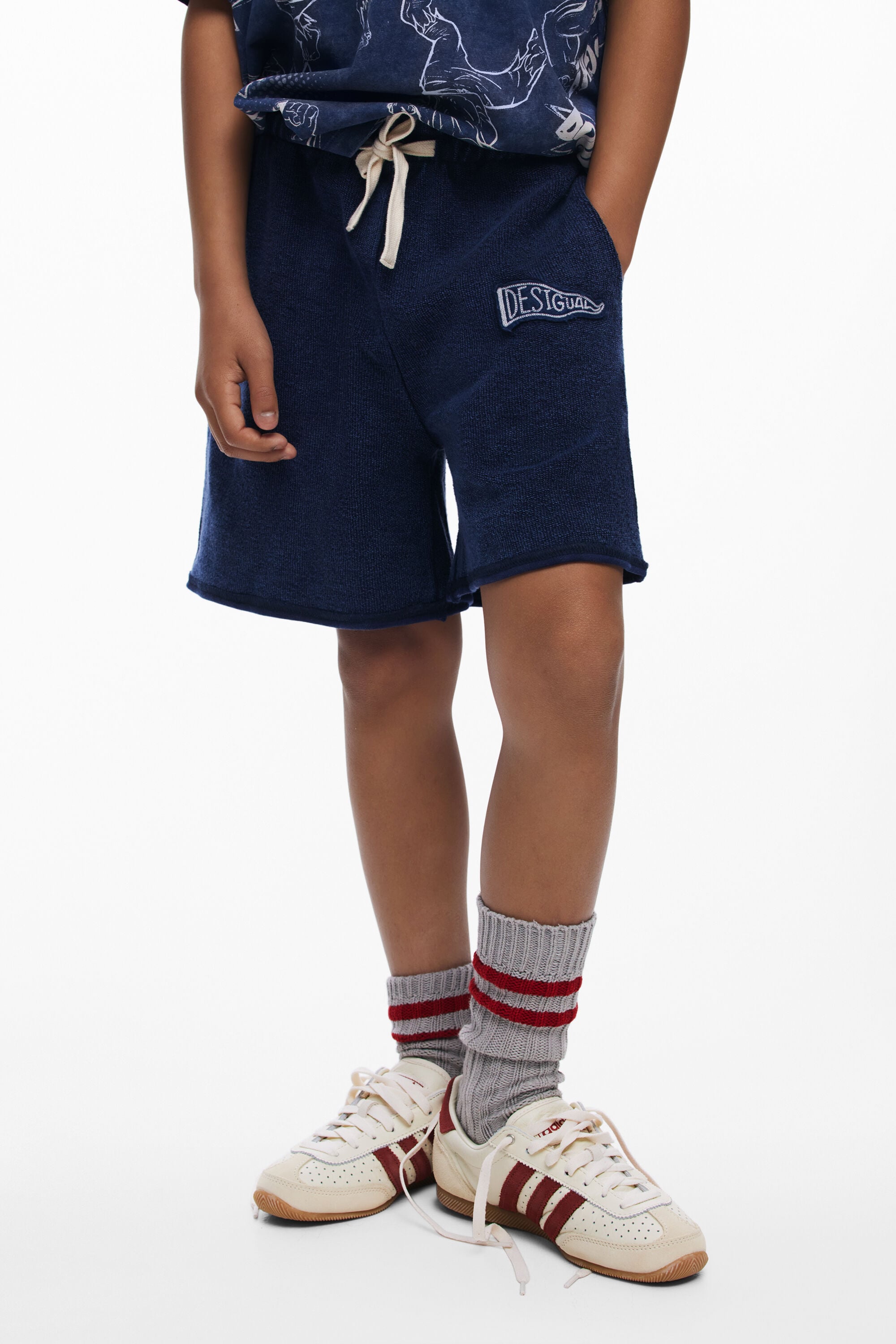 Desigual, Bermuda logo bordado, NiñOs, Algodon, Azul, 11/12