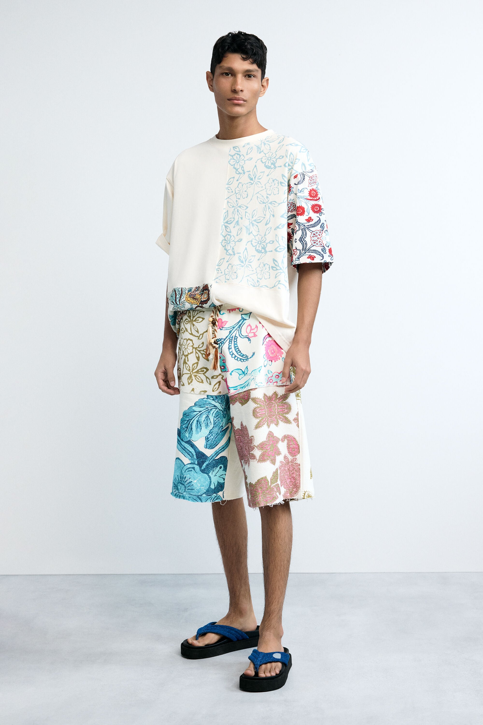 Desigual, Bermuda punto flores, Hombre, Algodon, Blanco, L