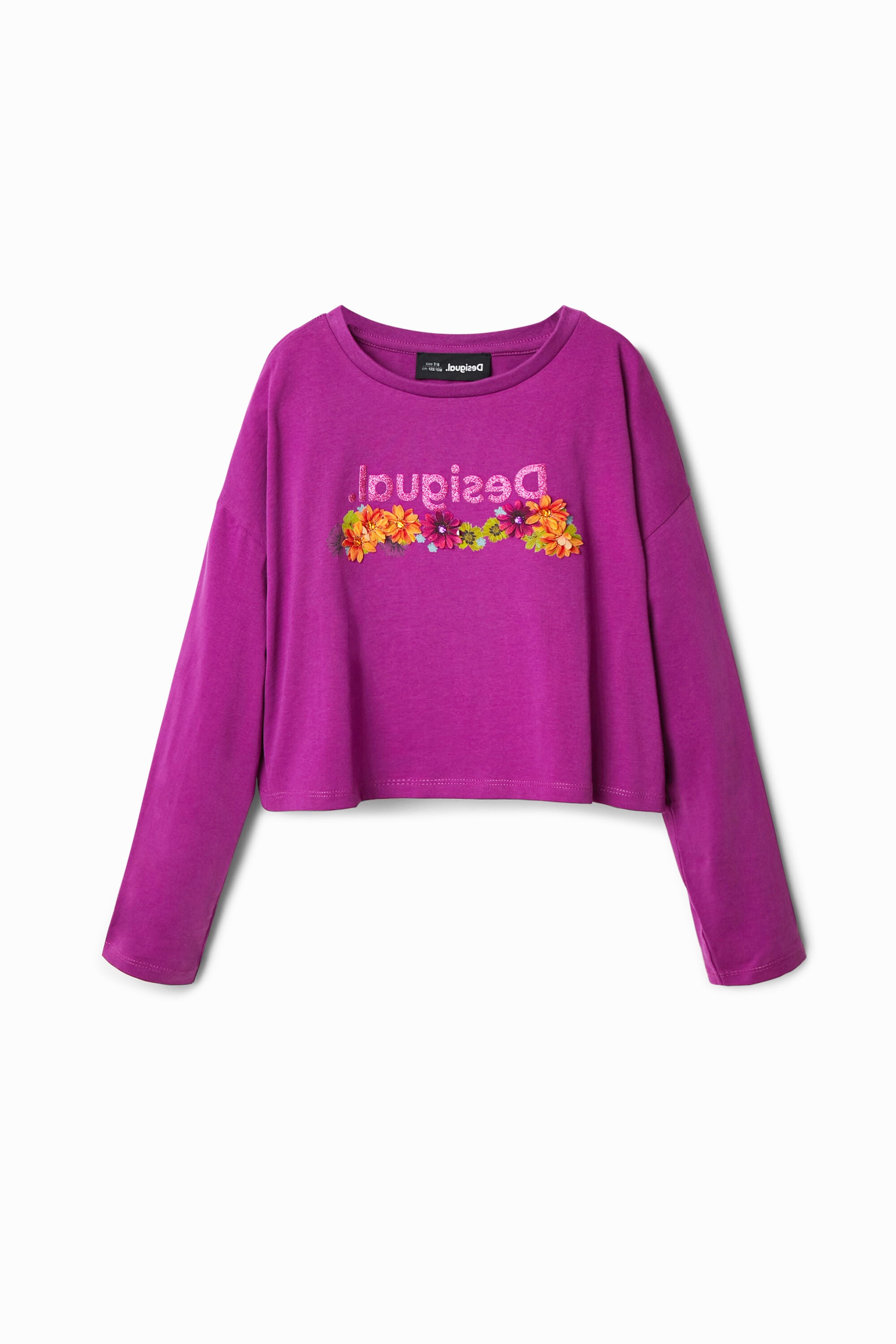 /desigual-camiseta-corta-flores-algodon-rojo-3/4