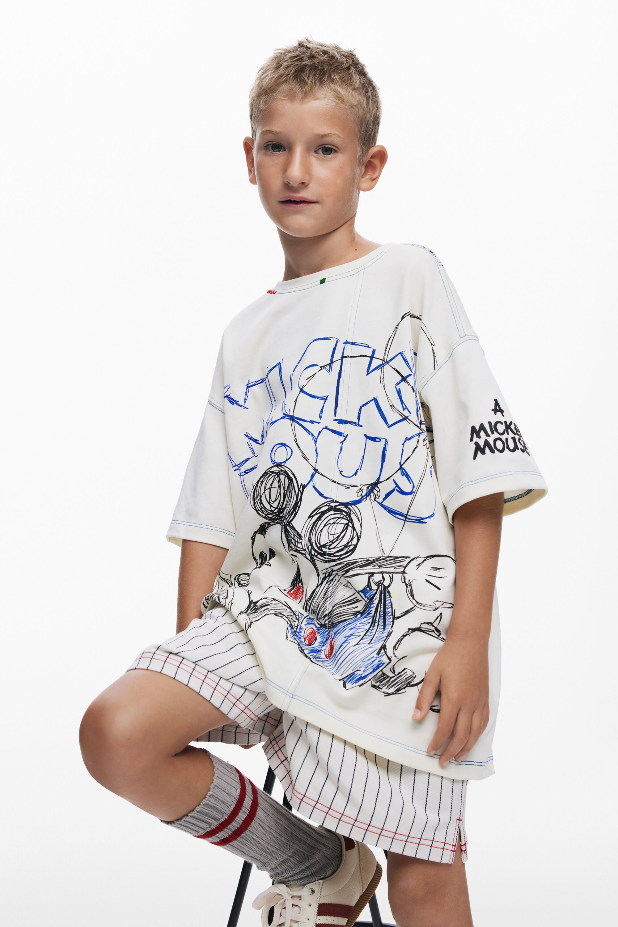 /desigual-camiseta-estampada-mickey-mouse-ninos-algodon-blanco-9/10