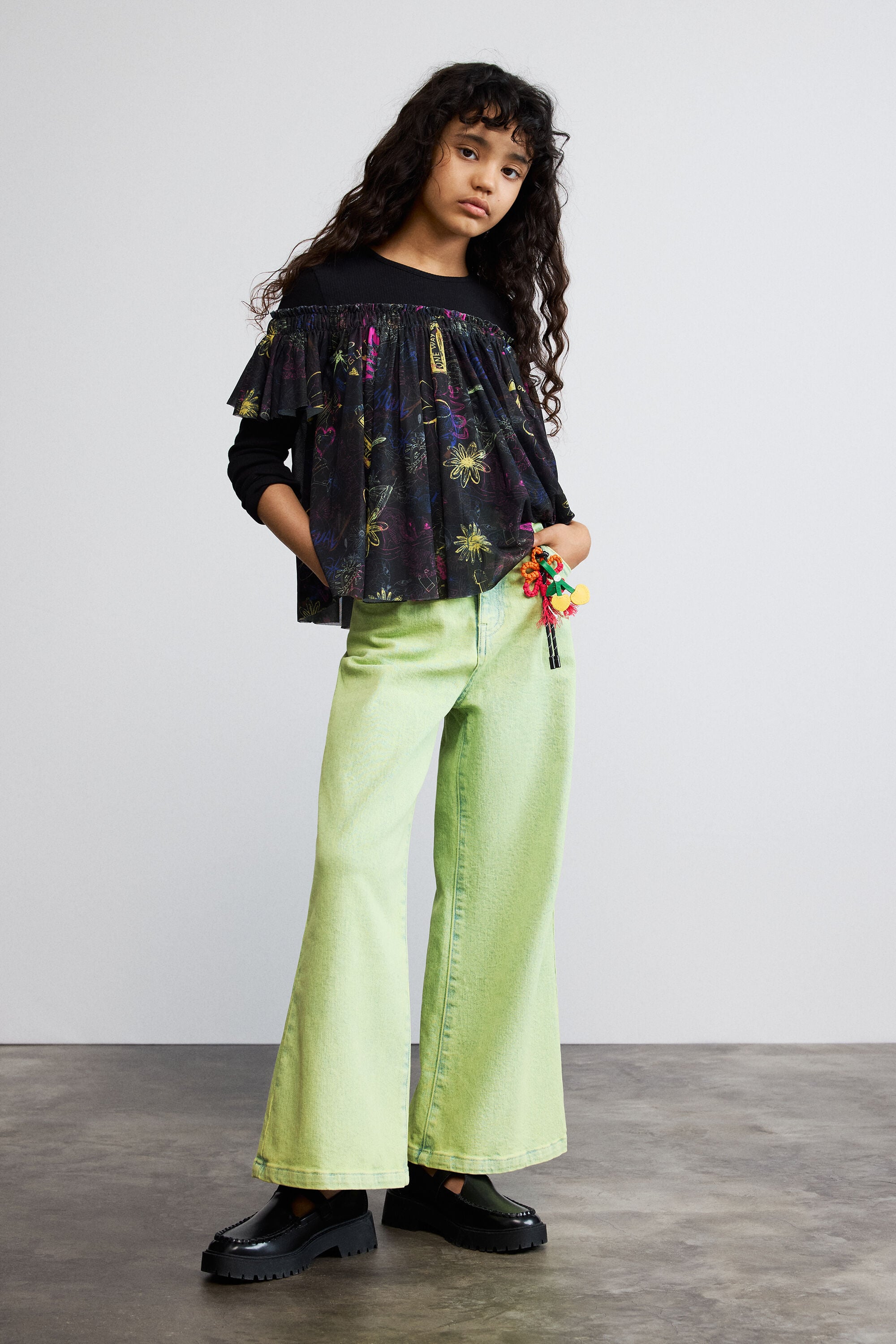Desigual, Camiseta estampado floral, NiñOs, Algodon, Negro, 7/8