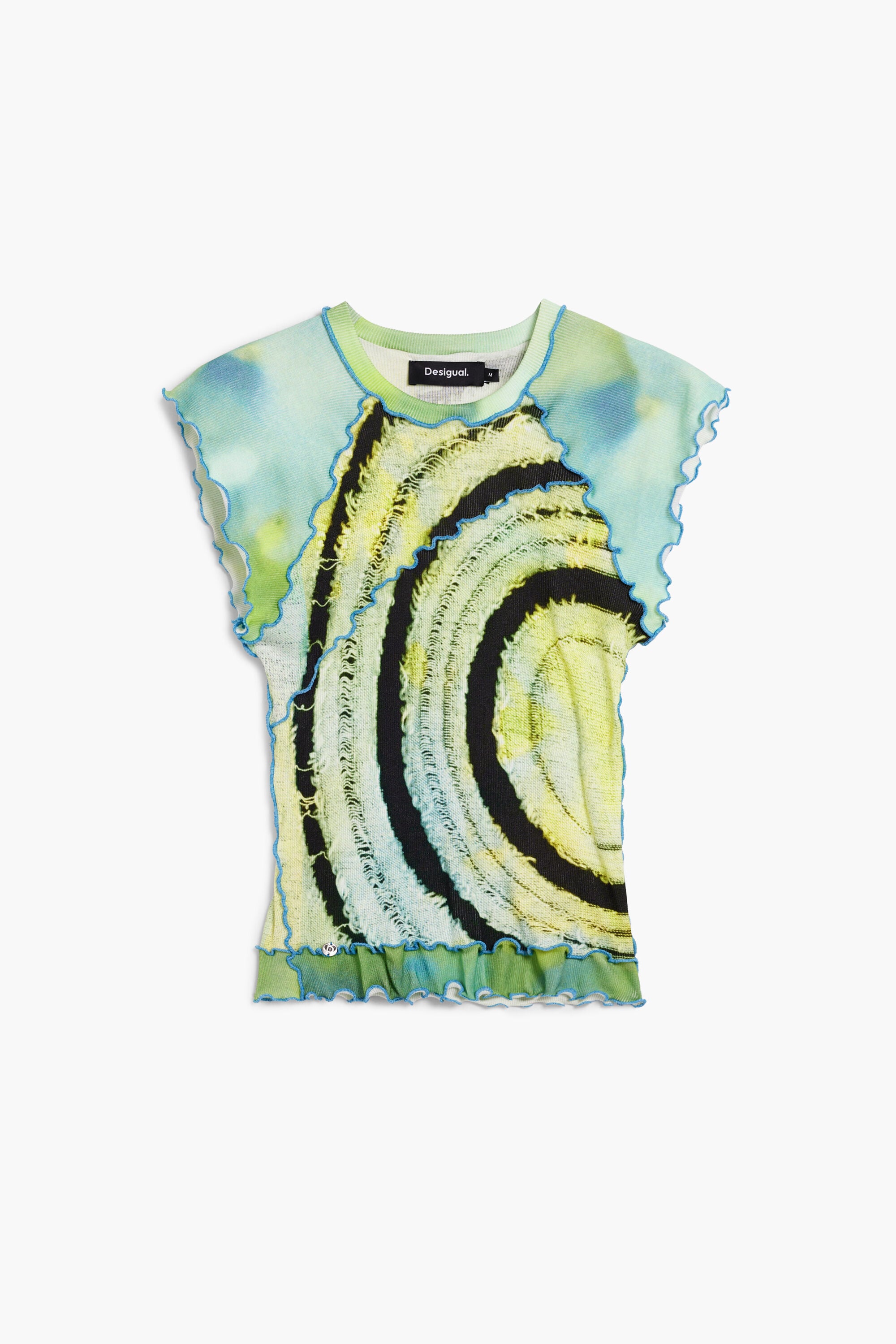 Desigual, Camiseta manga corta circulos, Viscosa, Verde, M