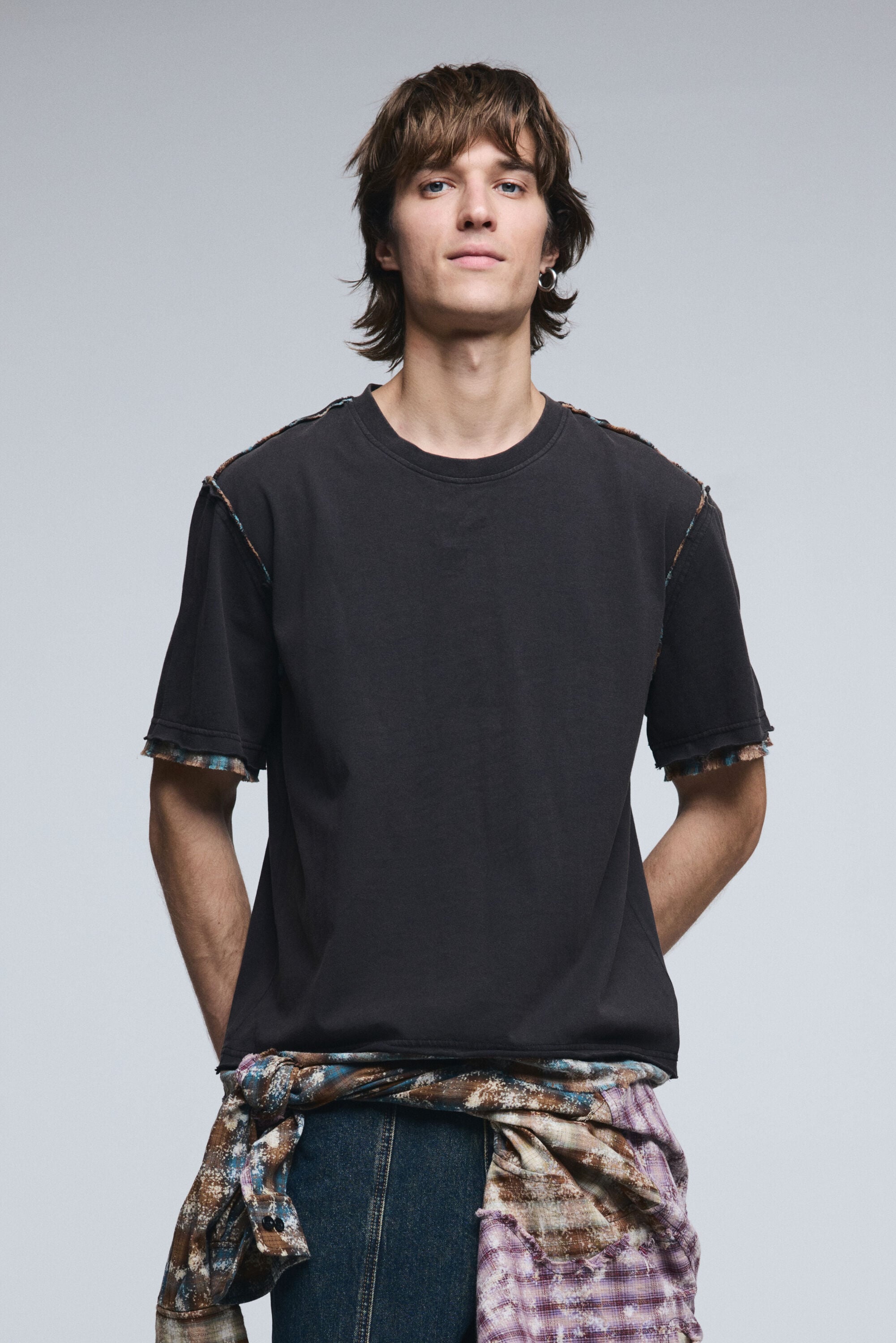 Desigual, Camiseta manga corta detalles costuras, Hombre, Algodon, Negro, M