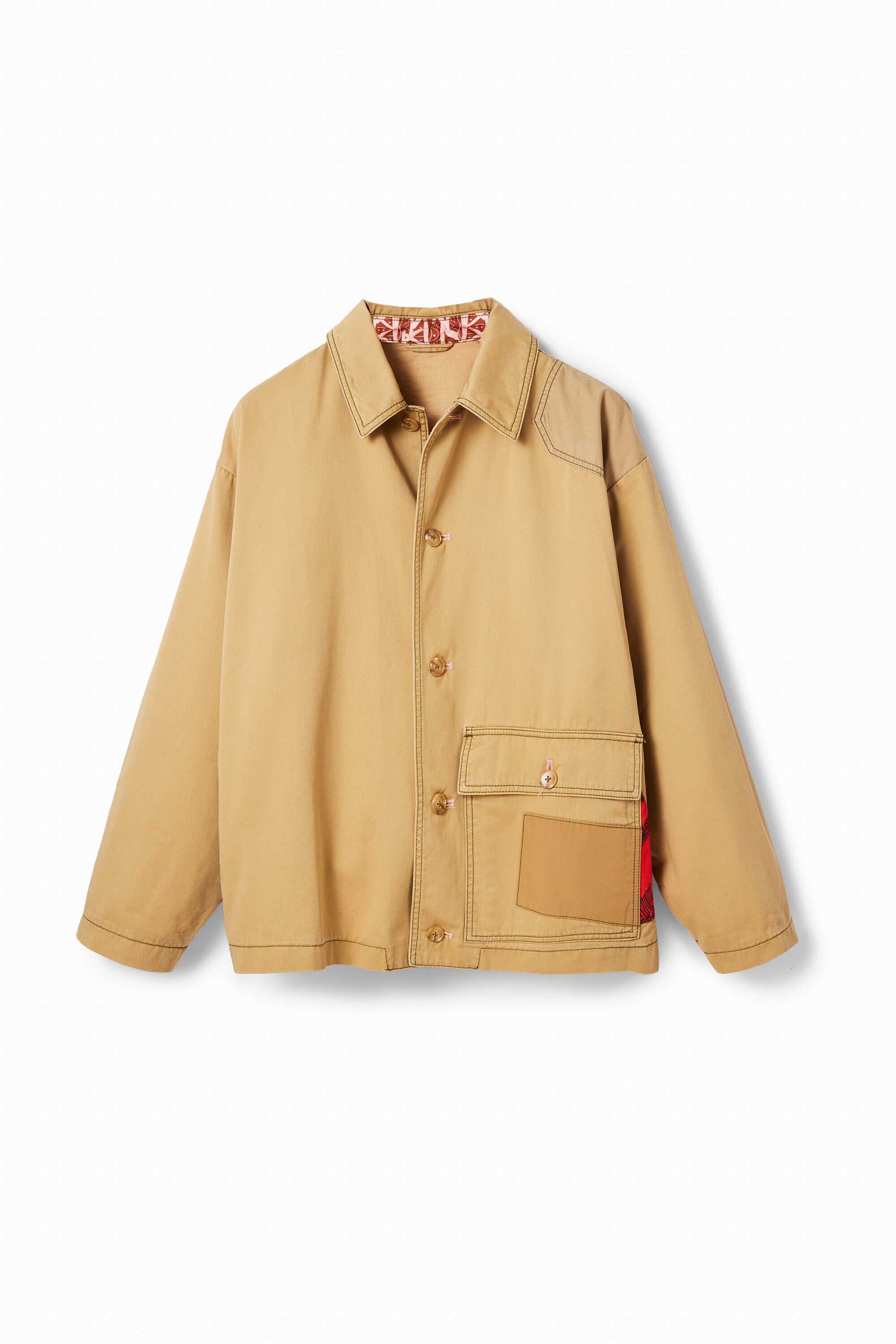 Desigual, Chaqueta worker patch, Algodon, Blanco, XL