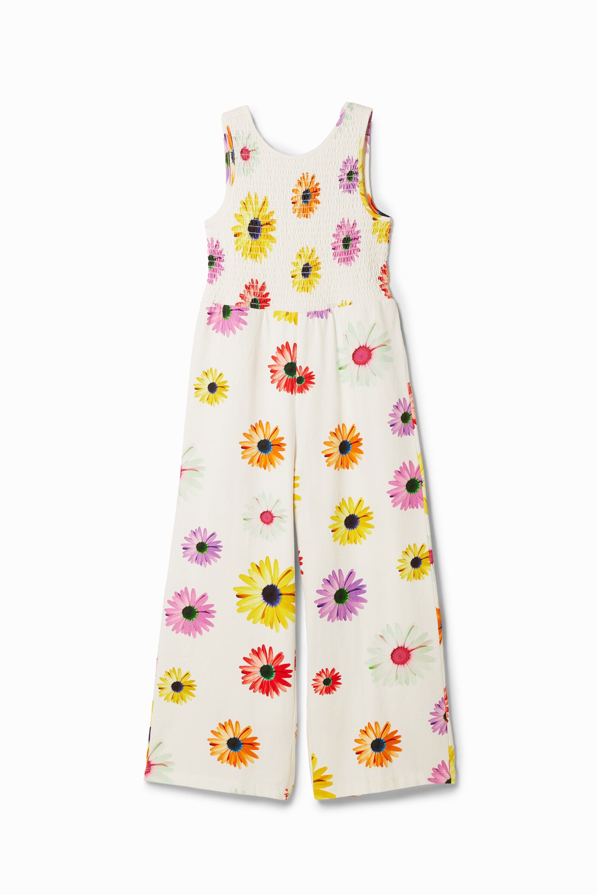 Desigual, Mono largo tirantes margaritas, Algodon, Blanco, 11/12