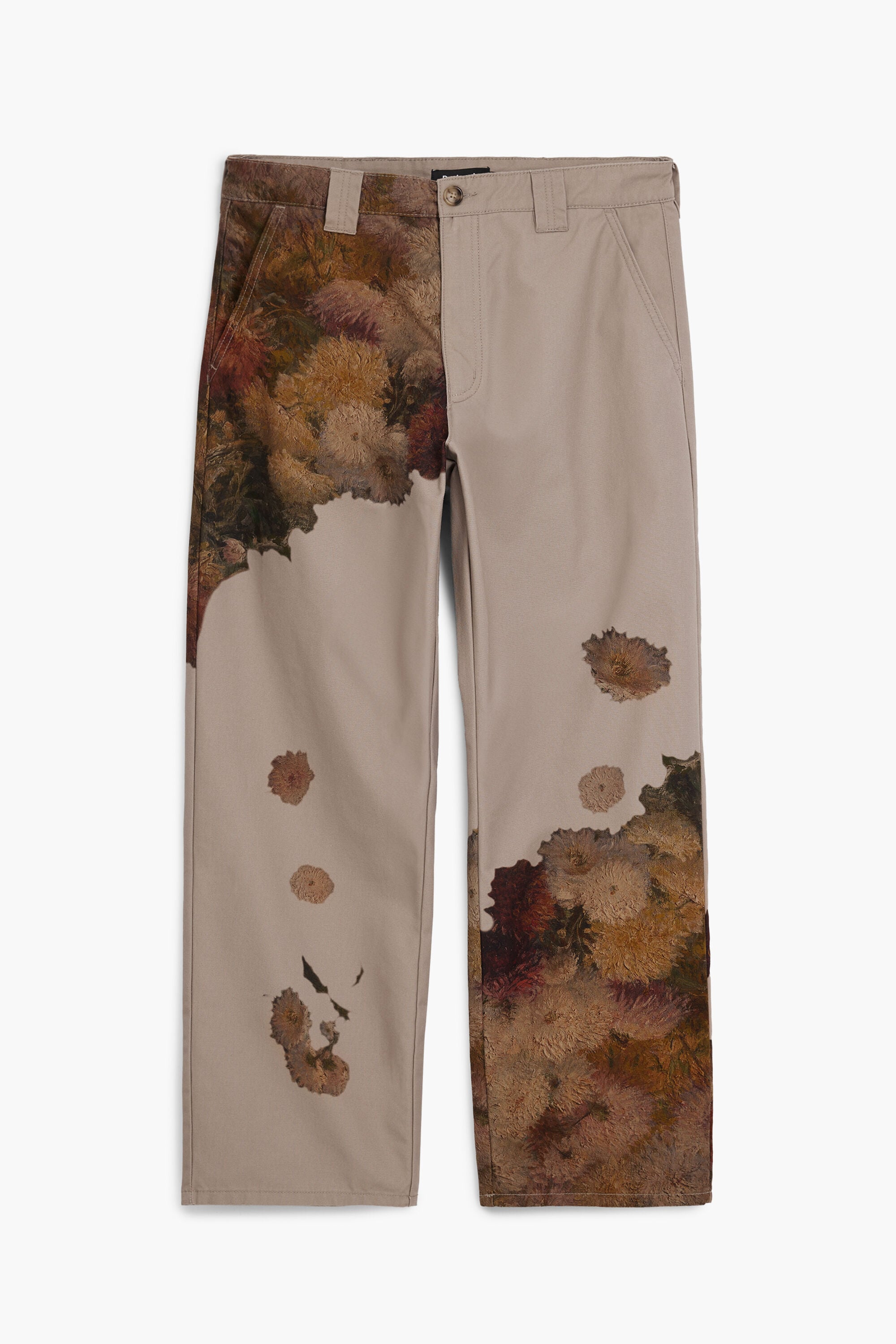 Desigual, Pantalón estampado flores, Algodon, MarróN, 36