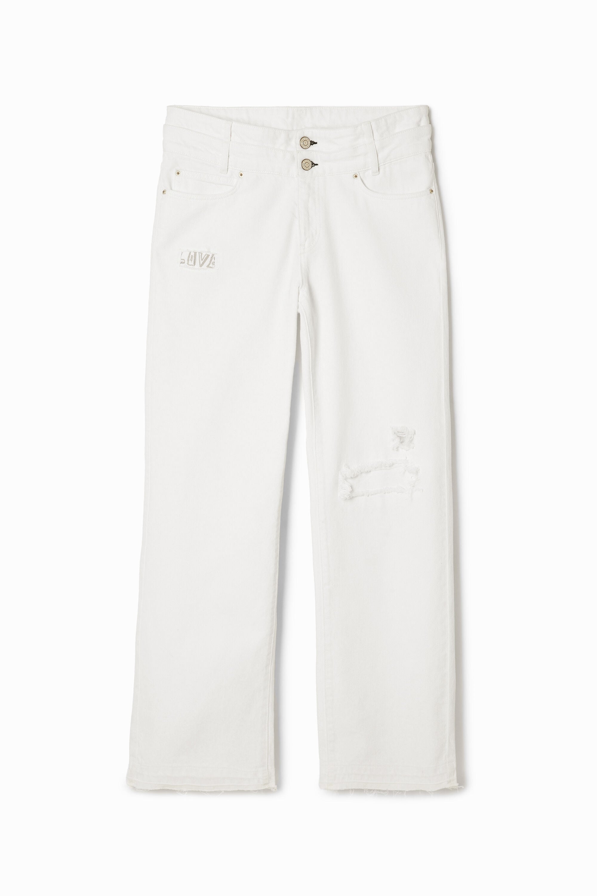 Desigual, Pantalón largo denim, Algodon, Blanco, 34