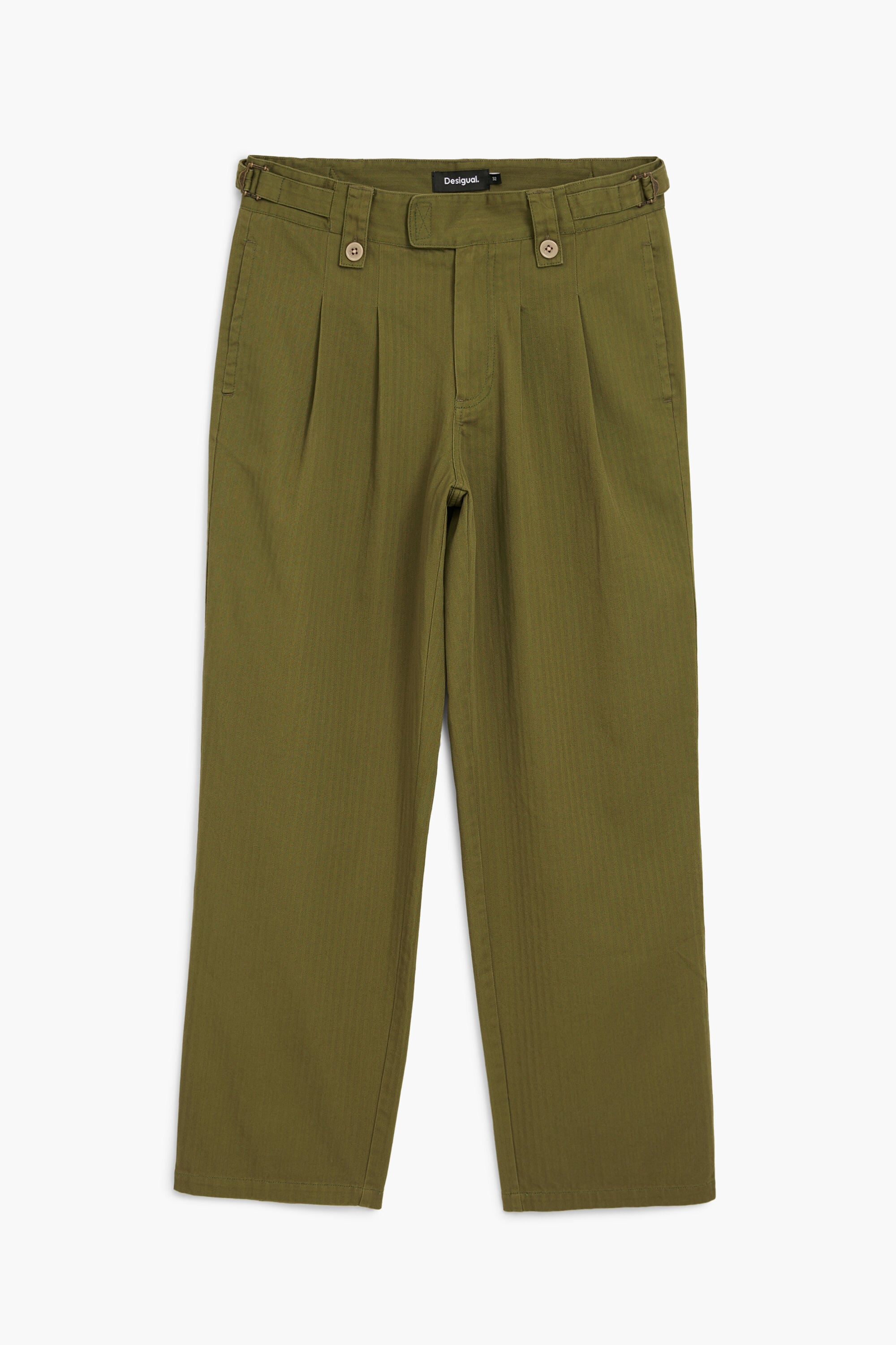 Desigual, Pantalón largo pinzas, Algodon, Verde, 30
