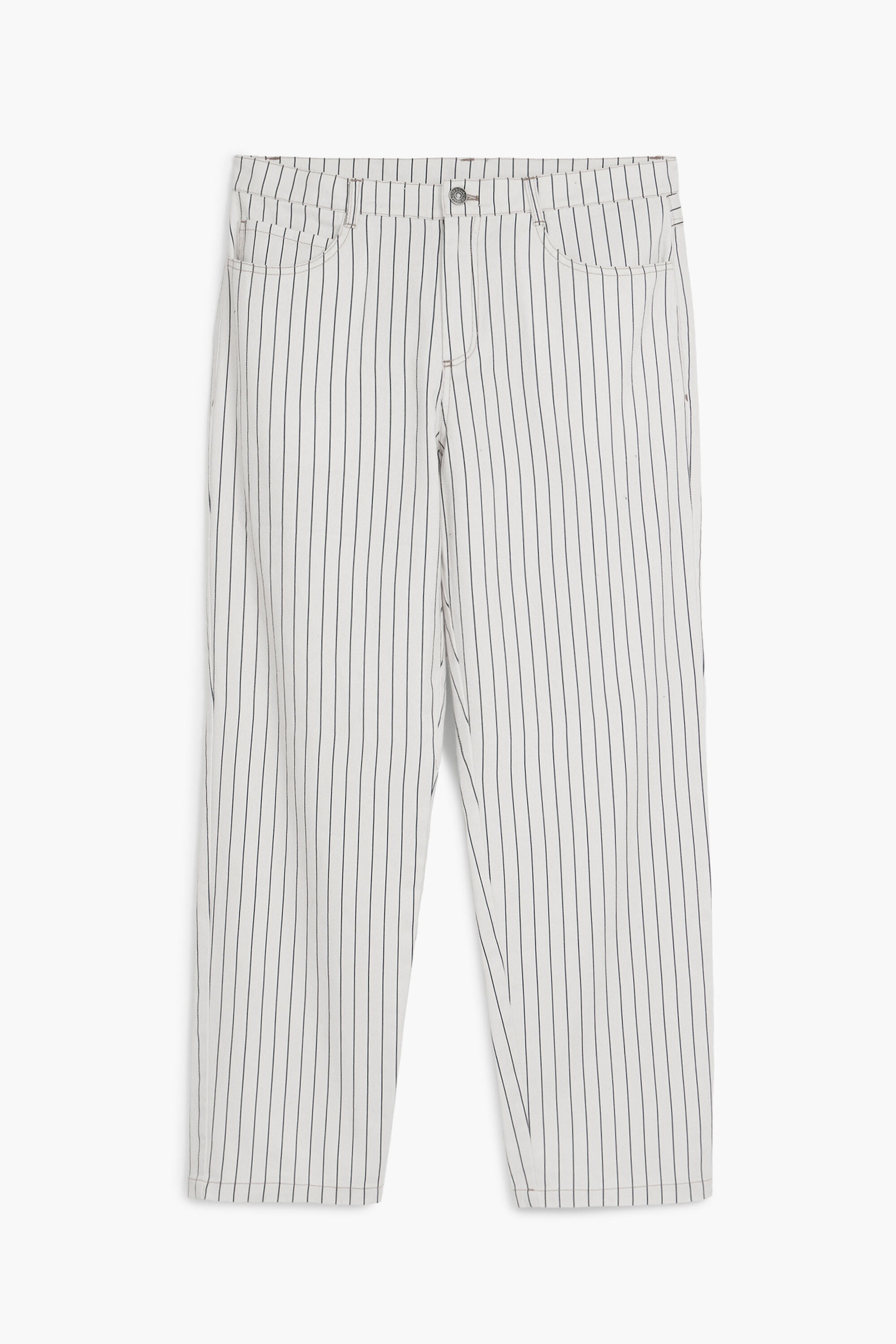 Desigual, Pantalón rayas verticales, Algodon, Blanco, 30