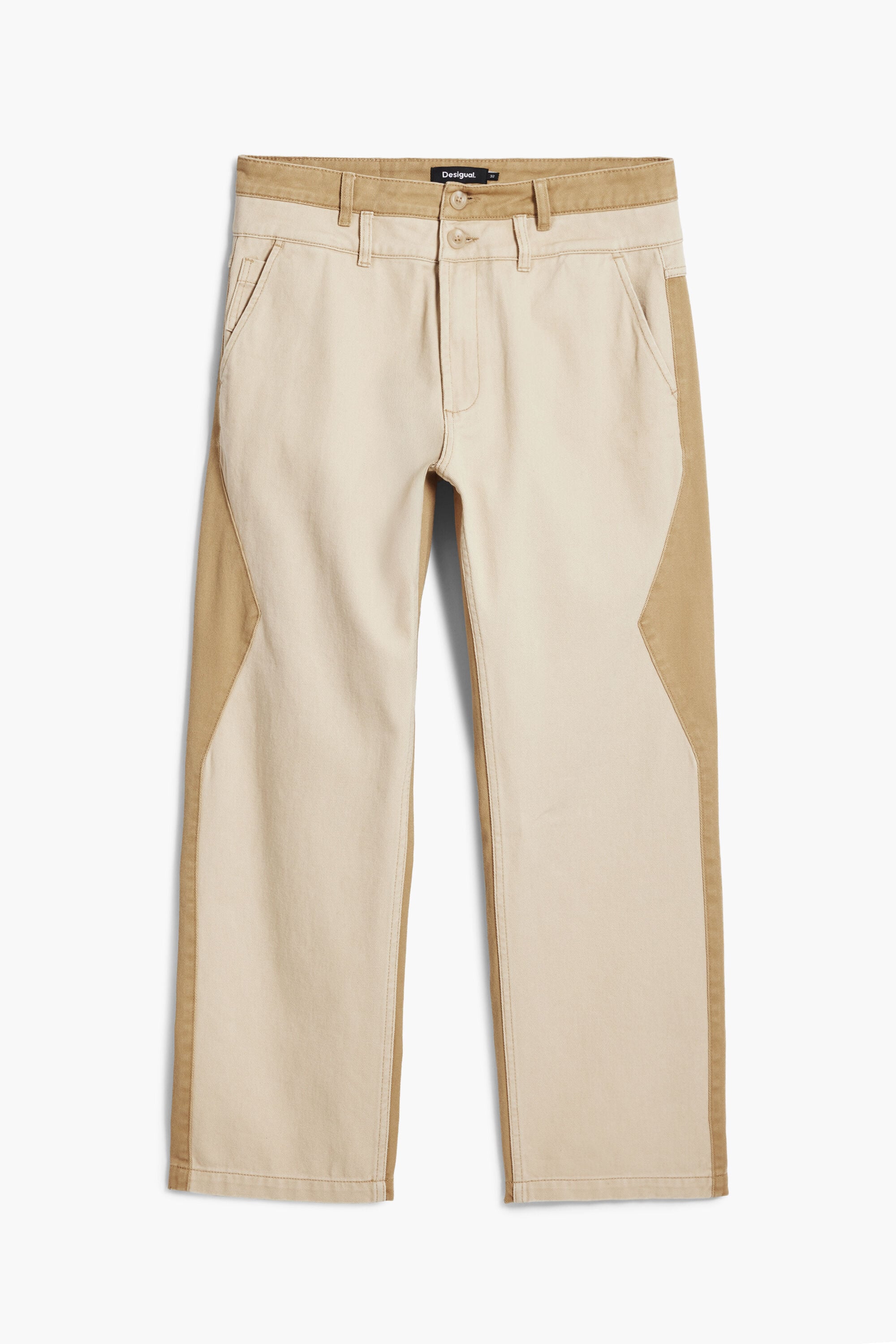 Desigual, Pantalon vaquero doble cintura, Algodon, Blanco, 36