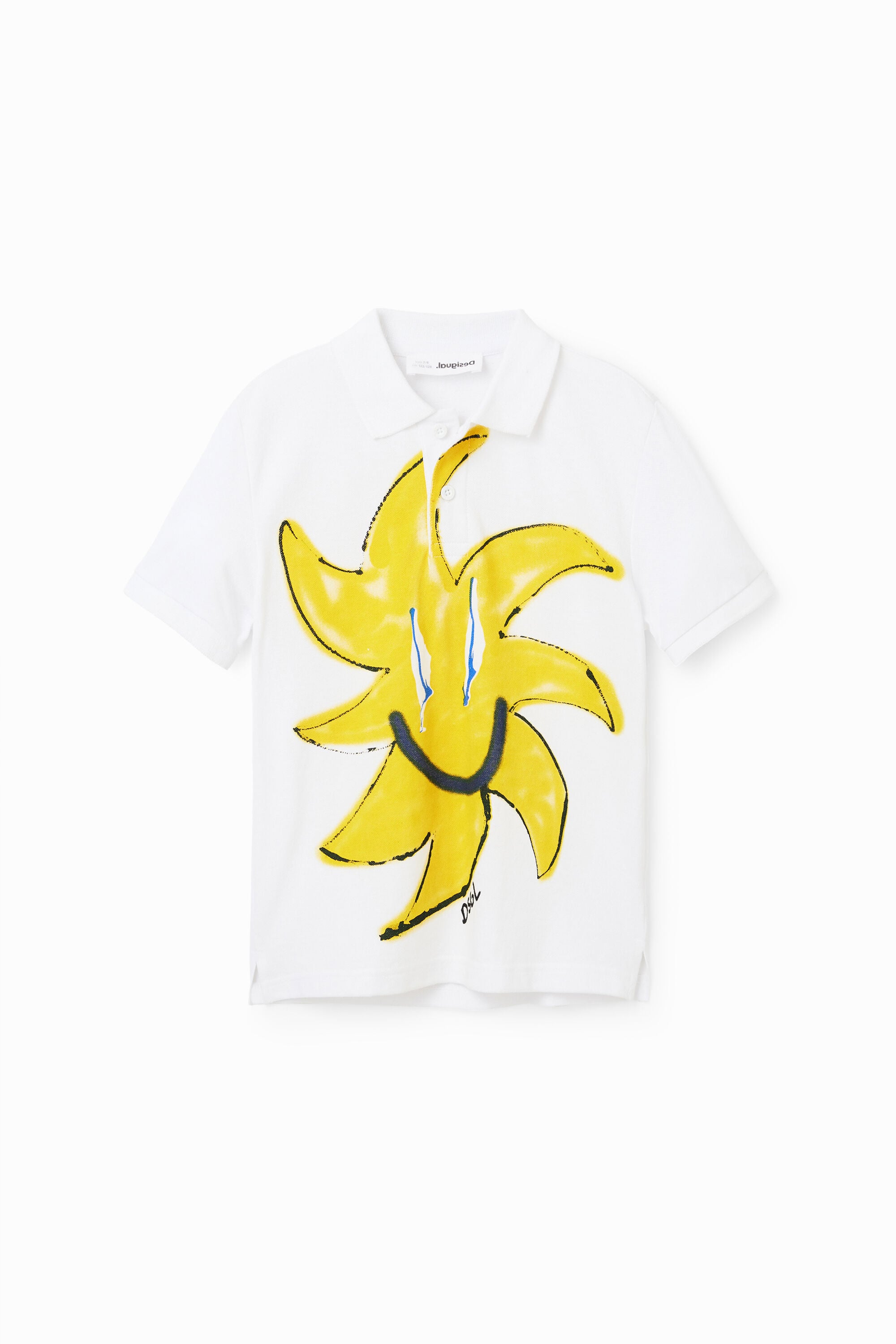 Desigual, Polo punto sol, Algodon, Blanco, 7/8