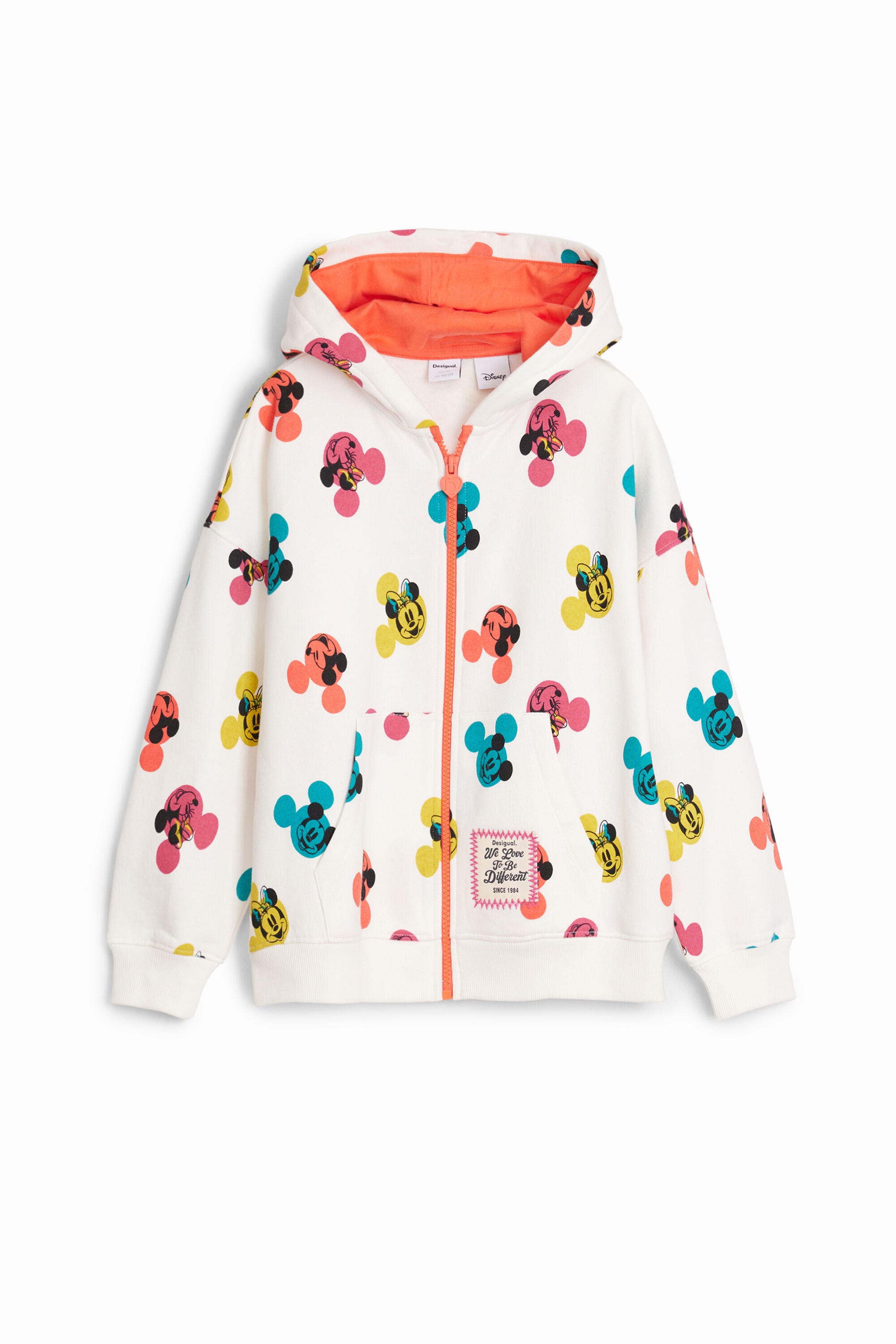 Desigual, Sudadera capucha Mickey Mouse, Algodon, Blanco, L