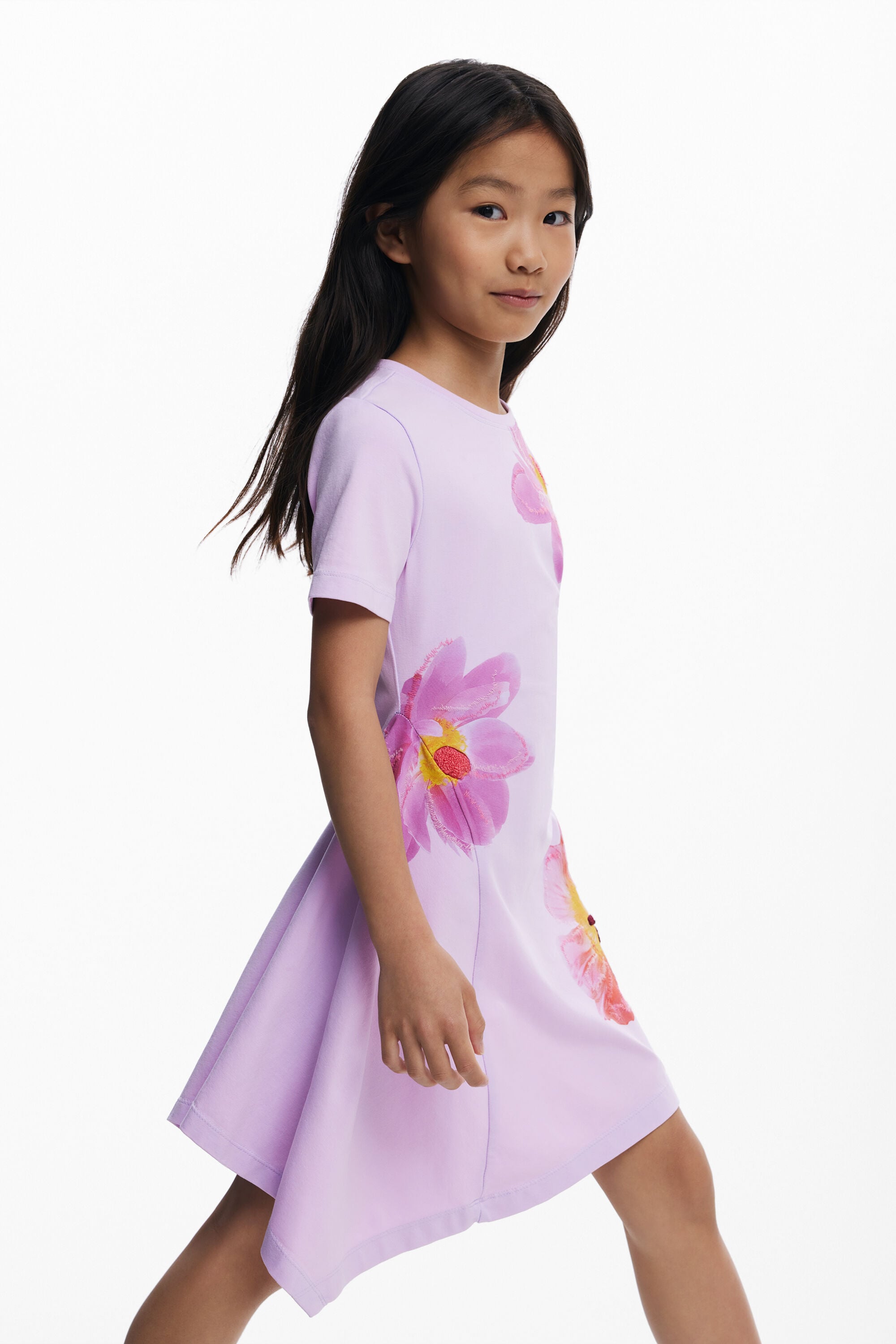 Desigual, Vestido corto asimétrico, NiñOs, Algodon, Rojo, 9/10