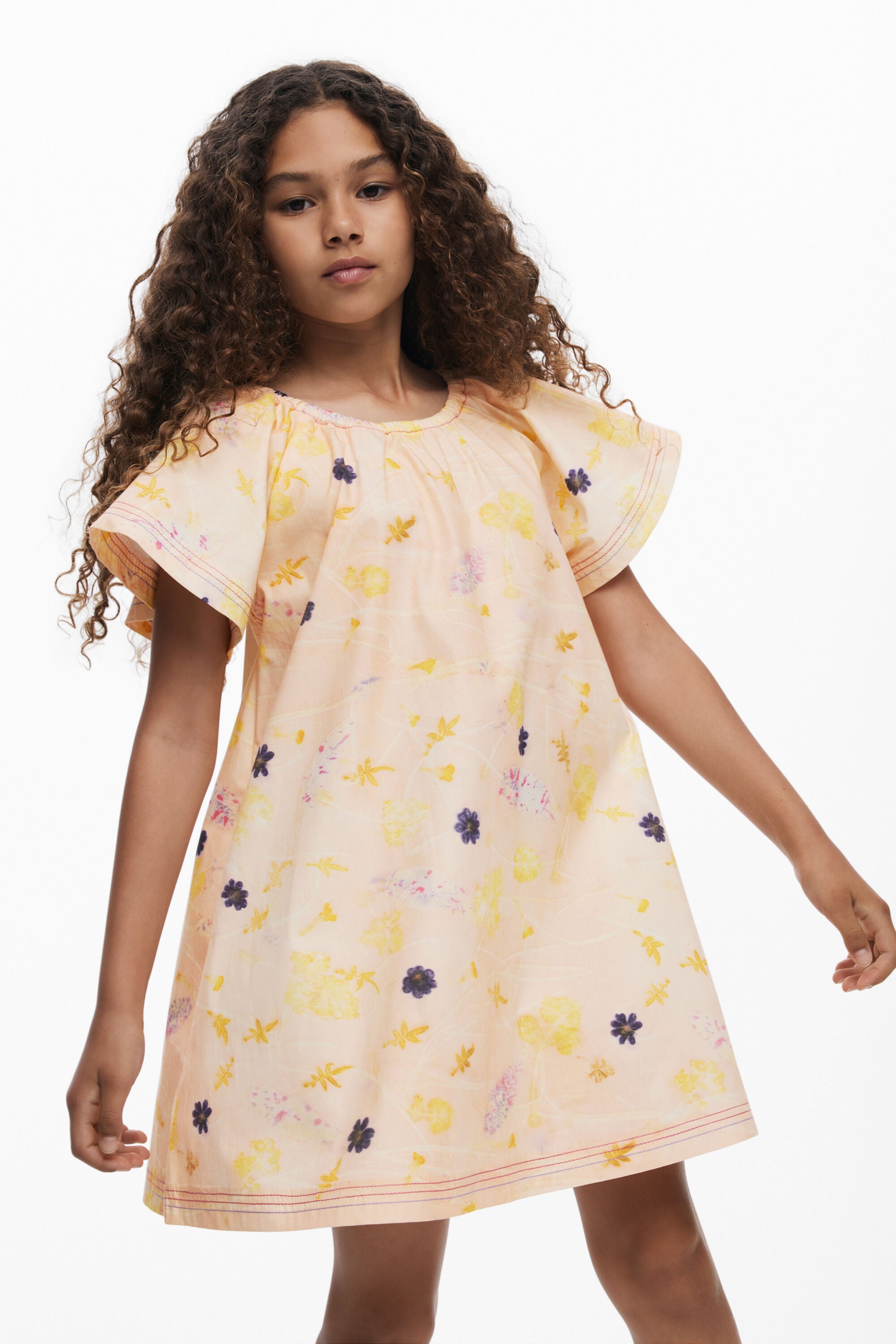 Desigual, Vestido manga corta floral, NiñOs, Algodon, Blanco, 11/12