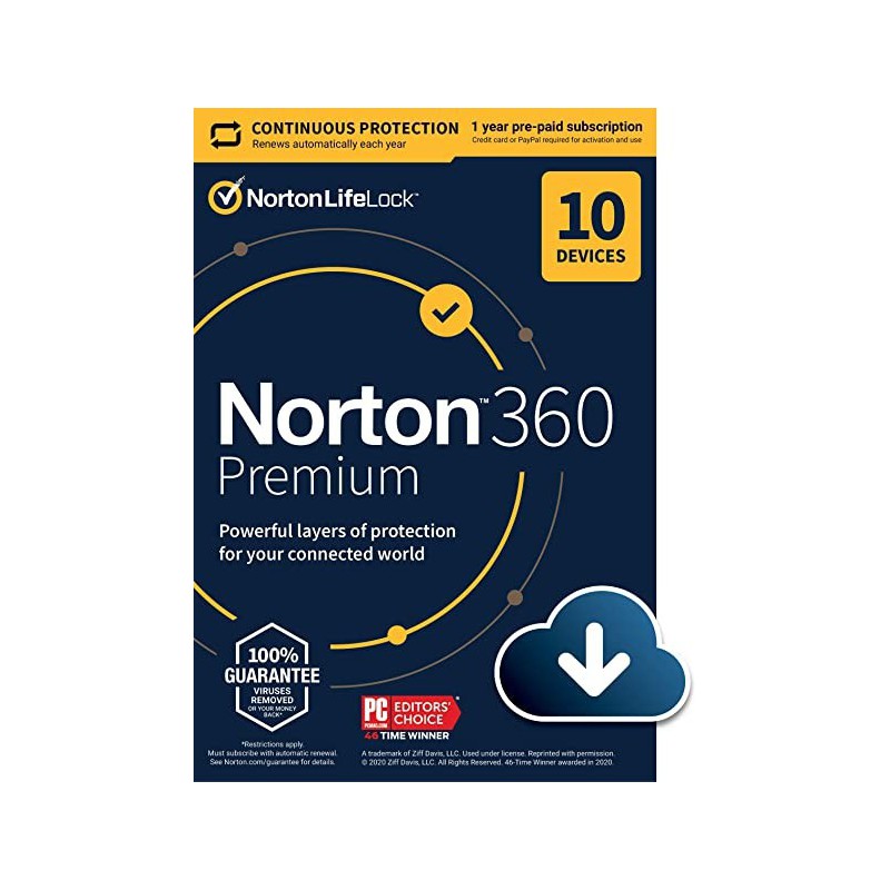 Norton 360 Premium 10-Devices + 75 GB Cloudstorage - 1 year