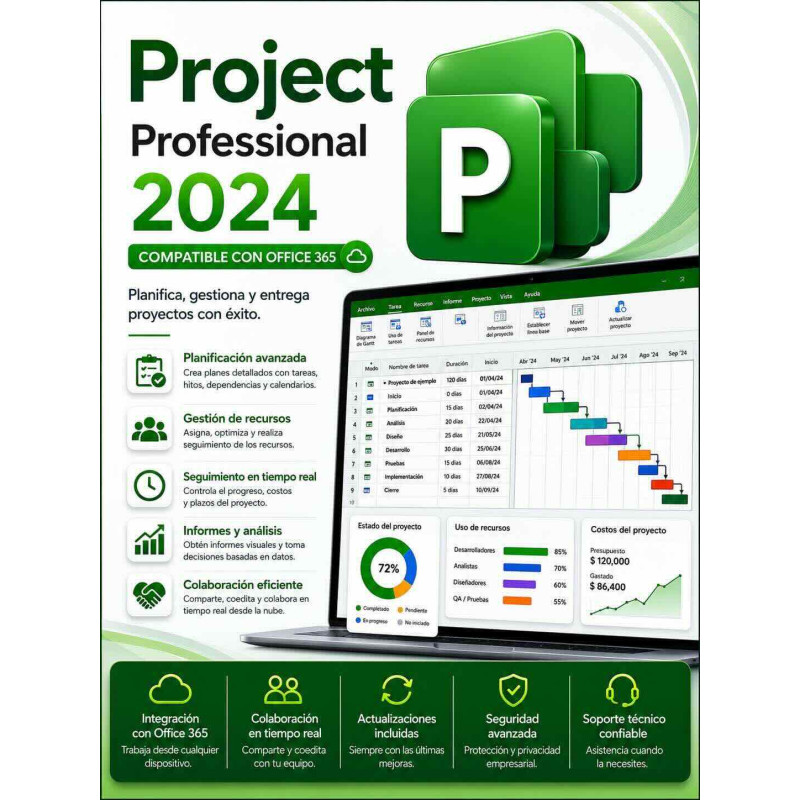 Project Professional 2024 (compatible con Office 365)